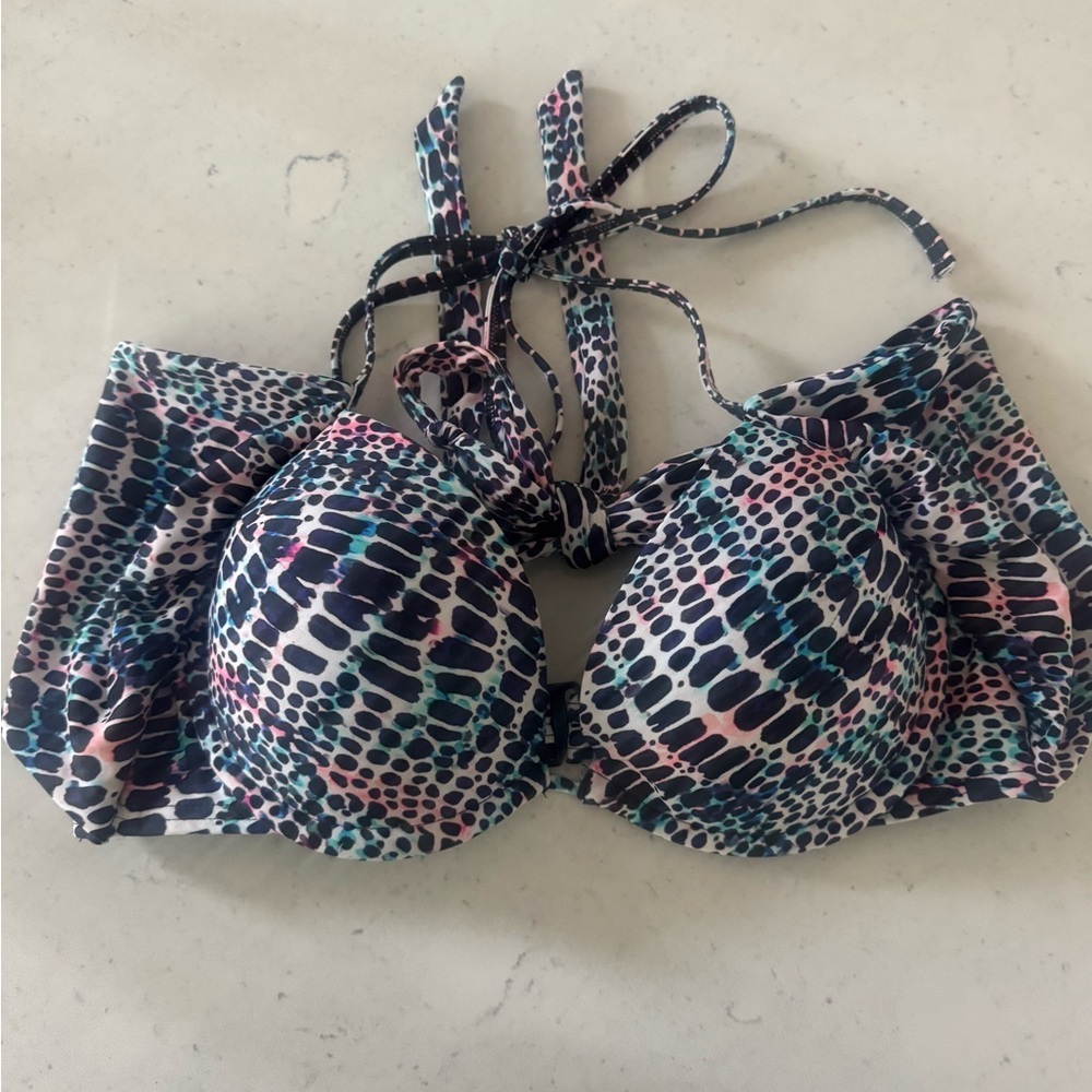 Sundazed women’s underwire bikini swimsuit top multi-color animal print size 36C